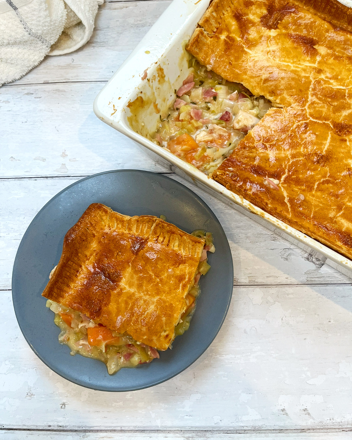 Leftover Chicken , Ham & Leek Pie 