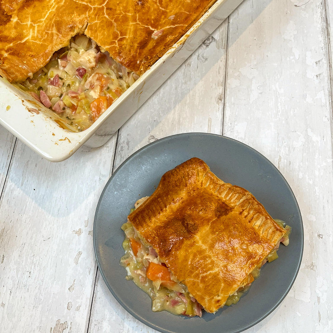 Leftover Chicken , Ham & Leek Pie 