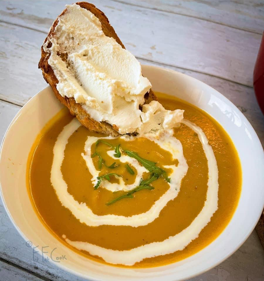 Butternut squash soup with Parmesan