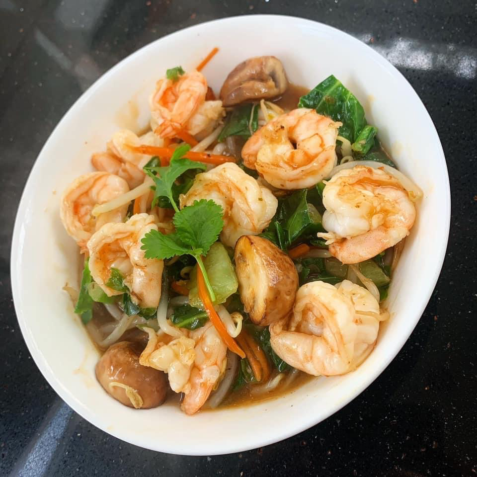 Sweet and soy prawns