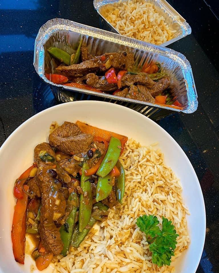 Beef and red pepper in Black bean sauce